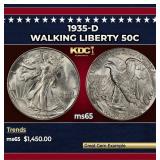 1935-d Walking Liberty Half Dollar 50c ms65 SEGS