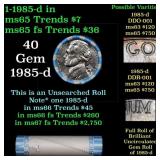 BU Shotgun Jefferson 5c roll, 1985-d 40 pcs Bank $