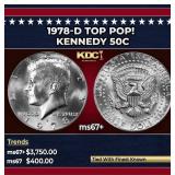1978-d Kennedy Half Dollar TOP POP! 50c ms67+ SEGS