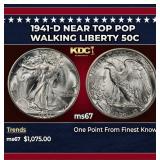 1941-d Walking Liberty Half Dollar Near Top Pop 50