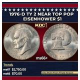 1976-d Ty 2 Eisenhower Dollar Near Top Pop $1 ms66