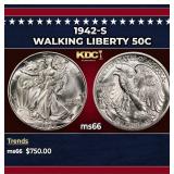 1942-s Walking Liberty Half Dollar 50c Grades ms66