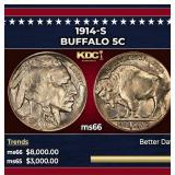 1914-s Buffalo Nickel 5c ms66 SEGS
