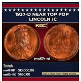 1937-d Lincoln Cent Near Top Pop 1c ms67+ rd SEGS