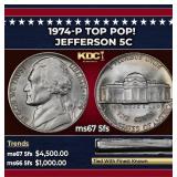 1974-p Jefferson Nickel TOP POP! 5c ms67 5fs SEGS