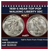 1939-s Walking Liberty Half Dollar Near Top Pop 50