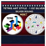 Tetris Art Style - 1 oz Silver Round Round