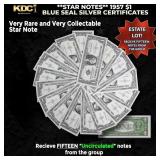15x **STAR NOTES** 1957 $1 Blue Seal Silver Certif