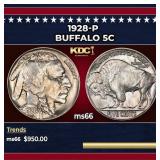 1928-p Buffalo Nickel 5c Grades ms66