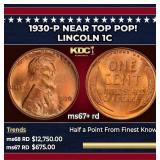 1930-p Lincoln Cent Near Top Pop! 1c ms67+ rd SEGS