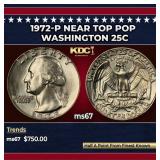 1972-p Washington Quarter Near Top Pop 25c ms67 SE