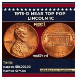1975-d Lincoln Cent Near Top Pop 1c ms67+ rd SEGS