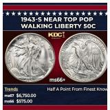 1943-s Walking Liberty Half Dollar Near Top Pop 50