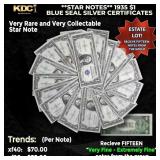 15x **STAR NOTES** 1935 $1 Blue Seal Silver Certif