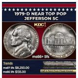 1979-d Jefferson Nickel Near Top Pop 5c ms66+ 5fs