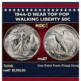 1944-d Walking Liberty Half Dollar Near Top Pop 50