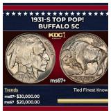 1931-s Buffalo Nickel TOP POP! 5c ms67+ SEGS