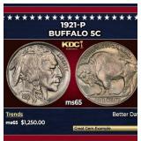 1921-p Buffalo Nickel 5c ms65 SEGS