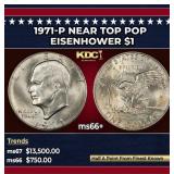 1971-p Eisenhower Dollar Near Top Pop $1 ms66+ SEG