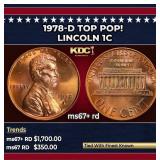 1978-d Lincoln Cent TOP POP! 1c ms67+ rd SEGS