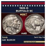1925-d Buffalo Nickel 5c ms65 SEGS