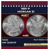 1891-p Morgan Dollar $1 Grades ms65 SEGS