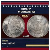 1896-p Morgan Dollar $1 Grades ms66