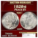 1928-s Peace Dollar $1 ms64 SEGS