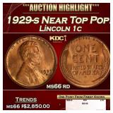 1929-s Lincoln Cent Near Top Pop! 1c ms66 rd SEGS