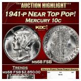 1941-p Mercury Dime Near Top Pop! 10c ms68 FSB SEG