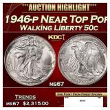 1946-p Walking Liberty Half Dollar Near Top Pop 50