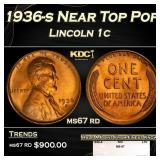 1936-s Lincoln Cent Near Top Pop 1c ms67 rd SEGS