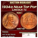 1934-d Lincoln Cent Near Top Pop 1c ms67 rd SEGS