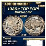 1926-p Buffalo Nickel TOP POP! 5c ms68 SEGS