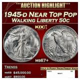 1945-d Walking Liberty Half Dollar Near Top Pop 50