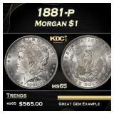 1881-p Morgan Dollar $1 Grades ms65