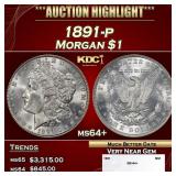1891-p Morgan Dollar $1 ms64+ SEGS
