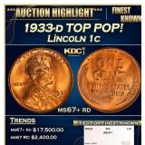 1933-d Lincoln Cent TOP POP! 1c ms67+ rd SEGS