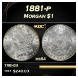 1881-p Morgan Dollar $1 Grades ms64