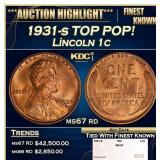 1931-s Lincoln Cent TOP POP! 1c ms67 rd SEGS