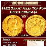 1922 Grant Gold Commem Dollar Near Top Pop! 1 ms67