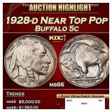 1928-d Buffalo Nickel Near Top Pop 5c ms66 SEGS