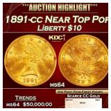 1915-p Gold Indian Eagle Near Top Pop! $10 ms66+ S