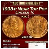1933-p Lincoln Cent Near Top Pop 1c ms67 rd SEGS