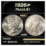 1926-p Peace Dollar $1 Grades ms65