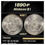 1890-p Morgan Dollar $1 Grades ms64+