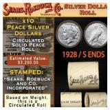 SEARS Peace Silver Dollar $1 Roll 10 Coins Circula