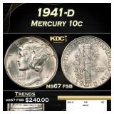 1941-d Mercury Dime 10c ms67 fsb SEGS
