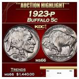 1923-p Buffalo Nickel 5c ms66 SEGS