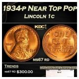 1934-p Lincoln Cent Near Top Pop 1c ms67 rd SEGS